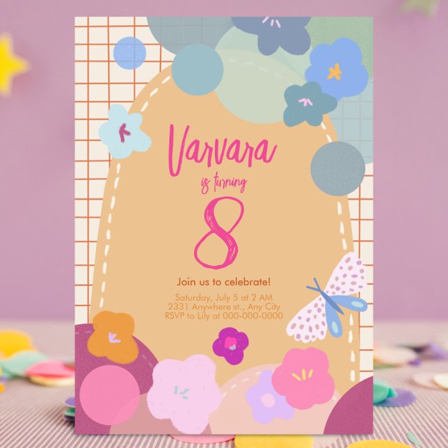Colorful Flower Arch Birthday Girl Invitation Einladung (Von Creator hochgeladen)