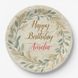 Colorful Flower Design Birthday Plate Pappteller