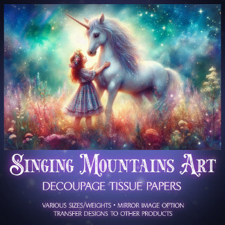 Colorful Flower Forest Unicorn Magic Decoupage Seidenpapier