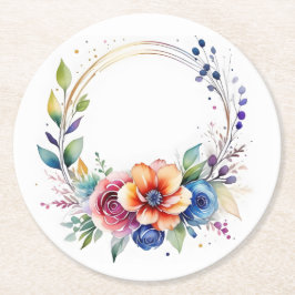 Colorful Flower Paper Coaster Runder Pappuntersetzer