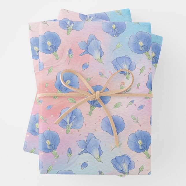 Colorful Flower Pattern Wrapping Paper Geschenkpapier Set (Beispiel)