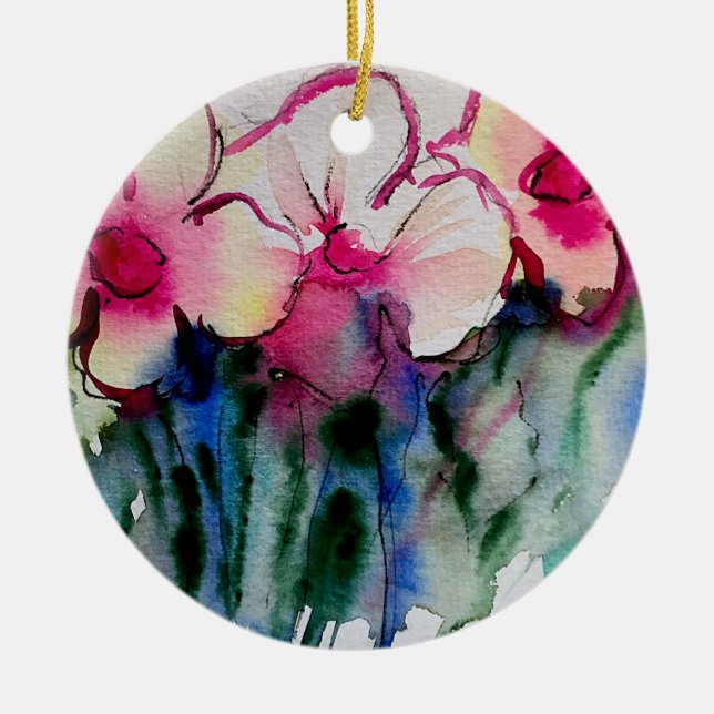 Colorful Flowers Art Ceramic Ornament (Vorne)