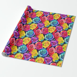 Colorful flowers, bright watercolor roses print geschenkpapier