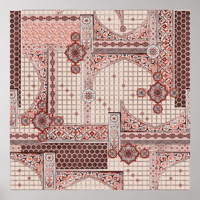 Colorful flowers mughal architecture background wa poster (Vorne)