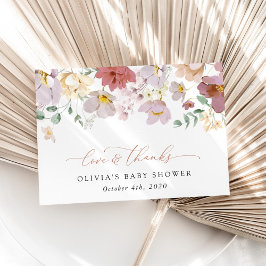Colorful Flowers, Wildflowers, Boho, Baby Shower Dankeskarte