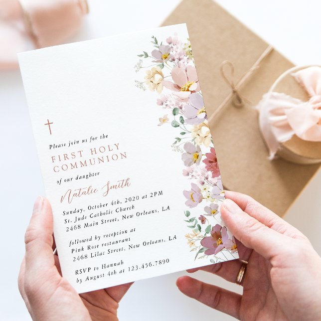 Colorful Flowers, Wildflowers, First Communion Einladung (Von Creator hochgeladen)