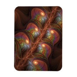 Colorful Fluorescent Abstract Modern Brown Fractal Magnet