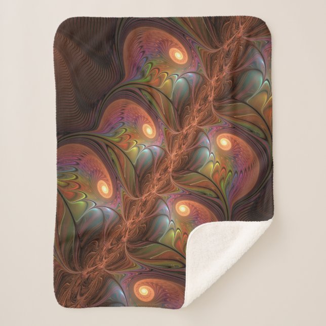 Colorful Fluorescent Abstract Trippy Brown Fractal Sherpadecke (Vorderseite)