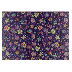 Colorful Folk Art Starry Sky Schneidebrett