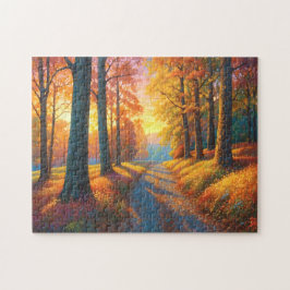 Colorful Forest Fall Colors and Sunshine art Puzzle