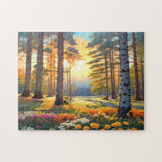 Colorful Forest Flowers and Sunshine art Puzzle (Horizontal)