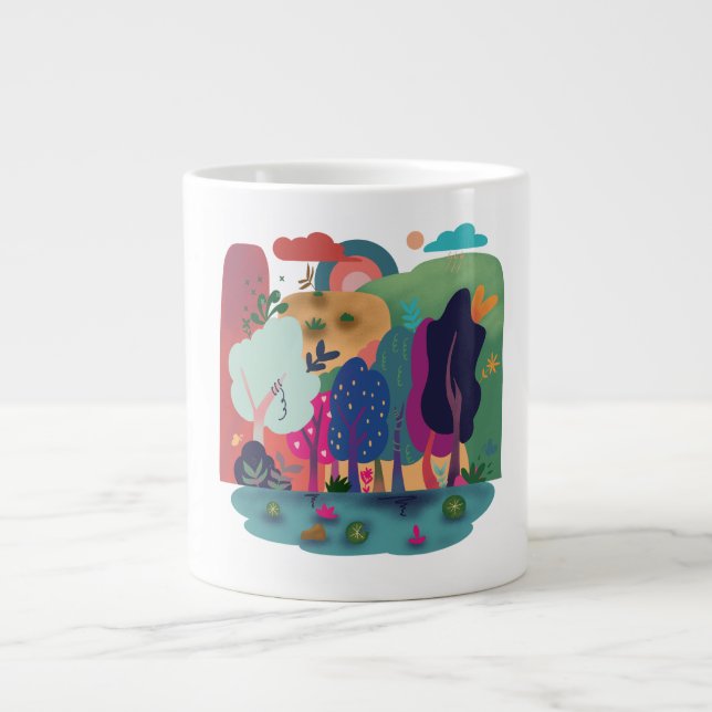 Colorful Forest Landscape Jumbo-Tasse (Vorderseite)