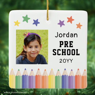 Colorful Foto Kinder vor der Schule Keramikornament