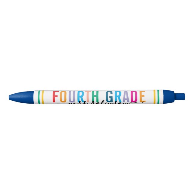 Colorful Fourth Grade Teacher Pen with Custom Name Kugelschreiber (Vorderseite)