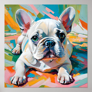 Colorful French Bulldog Painting – Abstract Pop Ar Poster