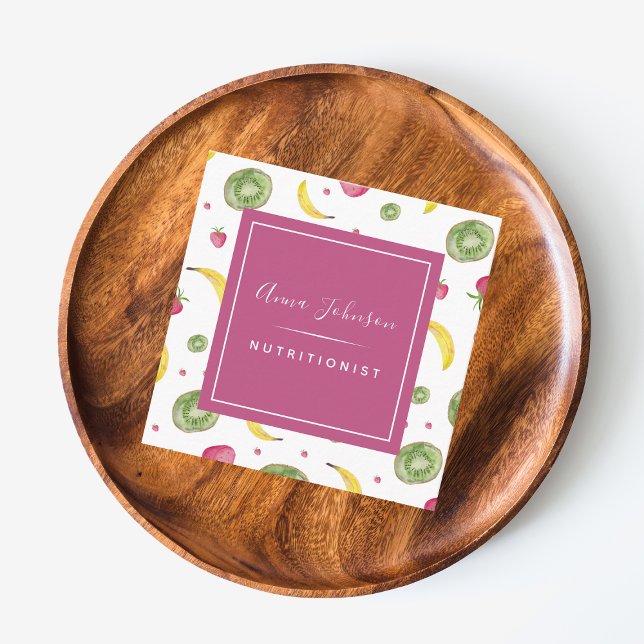 Colorful Fruchternährungsist Social Media & QR Cod Quadratische Visitenkarte (Von Creator hochgeladen)