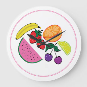 Colorful Fruit Summer, Cool, Fun Große Wanduhr