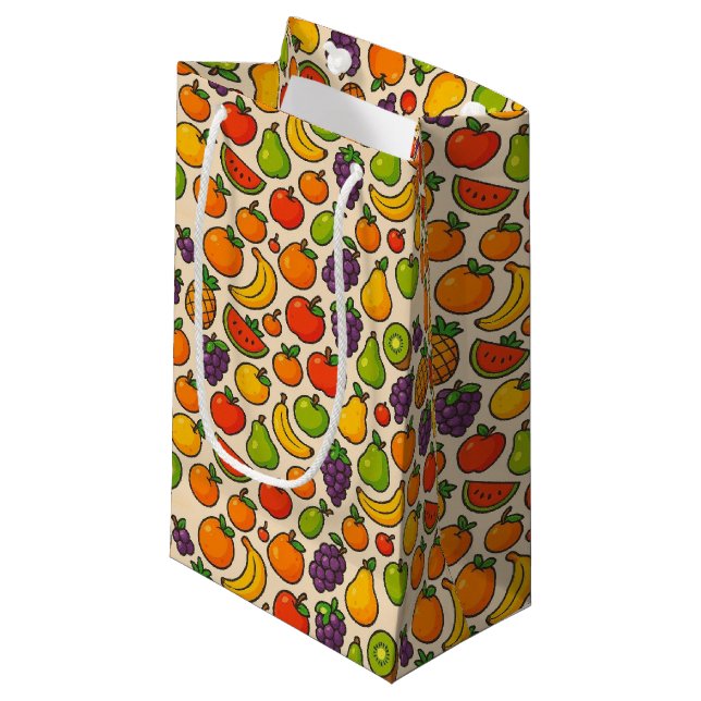 Colorful fruits patterned kleine geschenktüte (Vorderseite Schrägansicht)