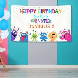 Colorful Fun Little Monster Birthday Party Banner