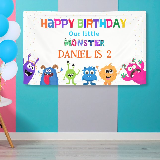 Colorful Fun Little Monster Birthday Party Banner (Von Creator hochgeladen)
