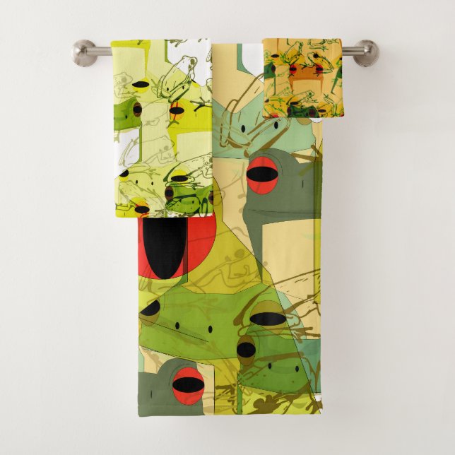 Colorful Funky Frogs Badhandtuch Set (Insitu)