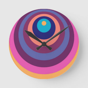 Colorful Funky Stripes Modern Geometric Pattern Runde Wanduhr