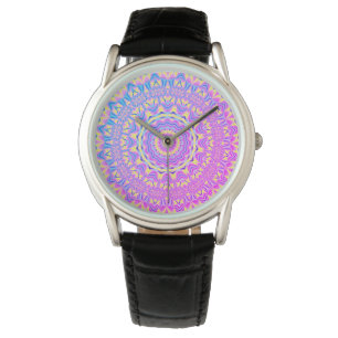 Colorful Funky Trippy Vibranff Jewel Tone Mandala Armbanduhr