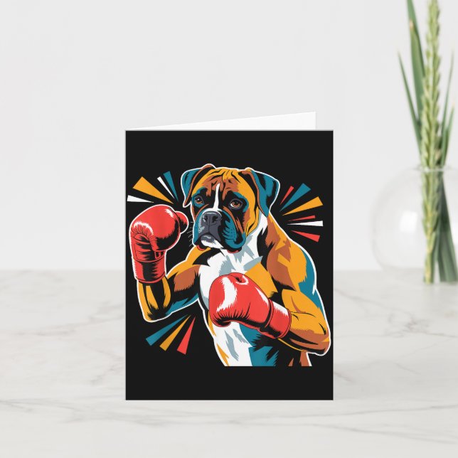 Colorful Funny Boxing Dog Lovers Kickboxing Boxer  Karte (Vorderseite)
