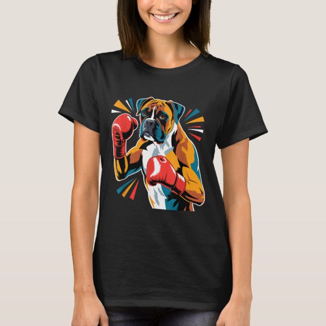 Colorful Funny Boxing Dog Lovers Kickboxing Boxer  T-Shirt (Vorderseite)