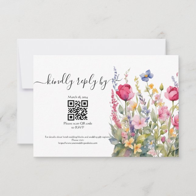 Colorful Garden Boho Wildblume RSVP Card Karte (Vorderseite)