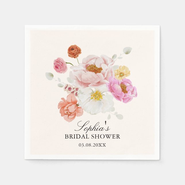 Colorful Garden Flowers Bridal Shower  Serviette (Vorderseite)