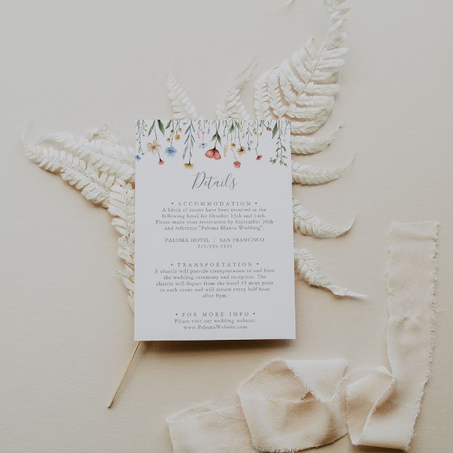 Colorful Garden wildflower Wedding Details Begleitkarte (Von Creator hochgeladen)