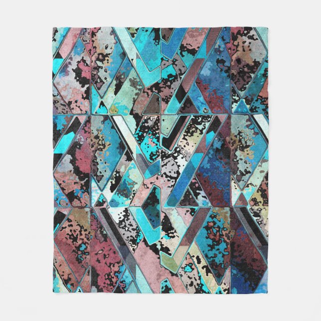 Colorful Geometric Abstract Pattern Fleecedecke (Vorderseite)