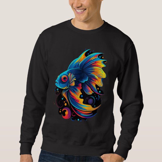 Colorful Geometric Aquatic Guppy Fish Guppies Pop  Sweatshirt (Vorderseite)