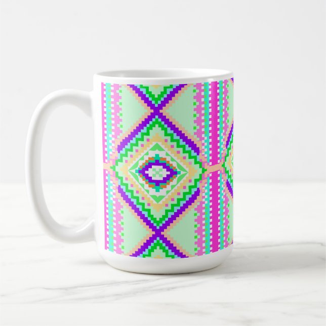 Colorful Geometric Boho Pattern Kaffeetasse (Links)