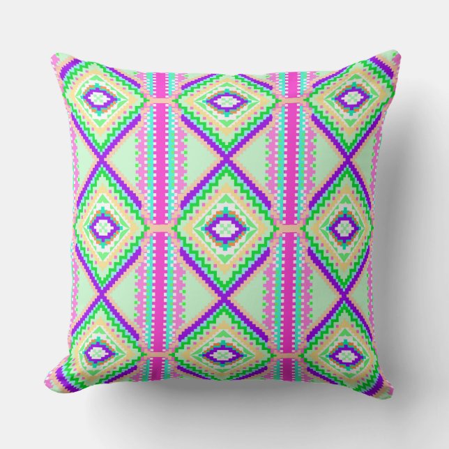 Colorful Geometric Boho Pattern Kissen (Vorderseite)