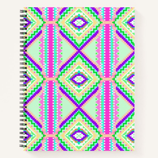 Colorful Geometric Boho Pattern Notizbuch (Vorderseite)