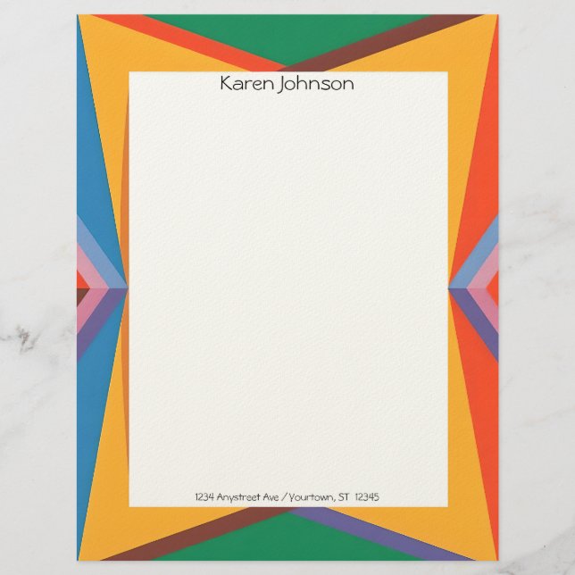 Colorful Geometric Border Stationery Paper Briefbogen (Vorderseite)