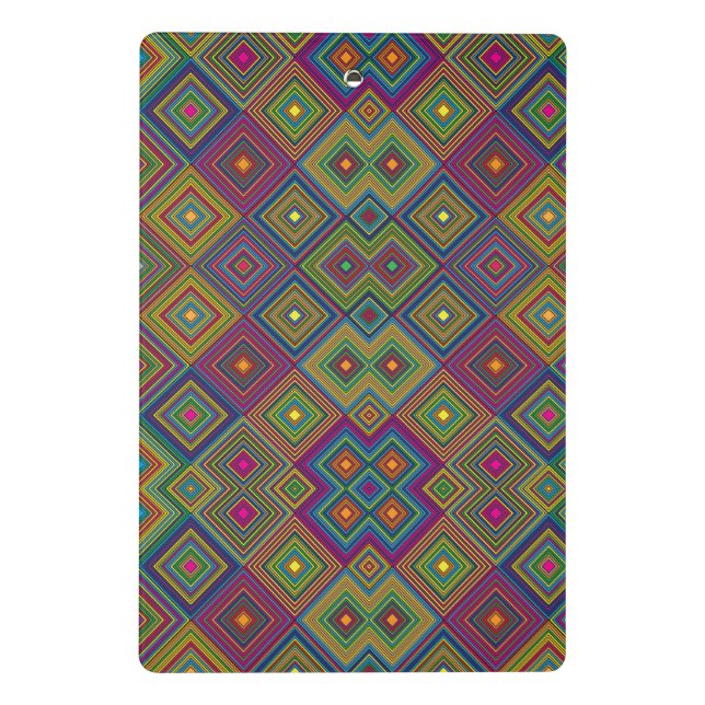 Colorful geometric clipboard with vibrant diamond  mini klemmbrett (Rückseite)