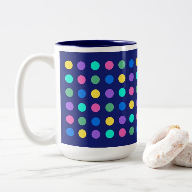 Colorful Geometric Dots Drinkware Design -  Zweifarbige Tasse (Mit Donut)