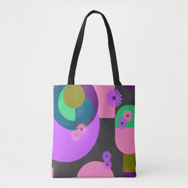 Colorful Geometric Floral Abstract Tote Bag (Vorderseite)