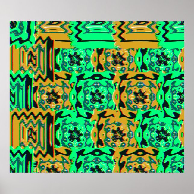 Colorful Geometric Glitch Pattern  Poster (Vorne)