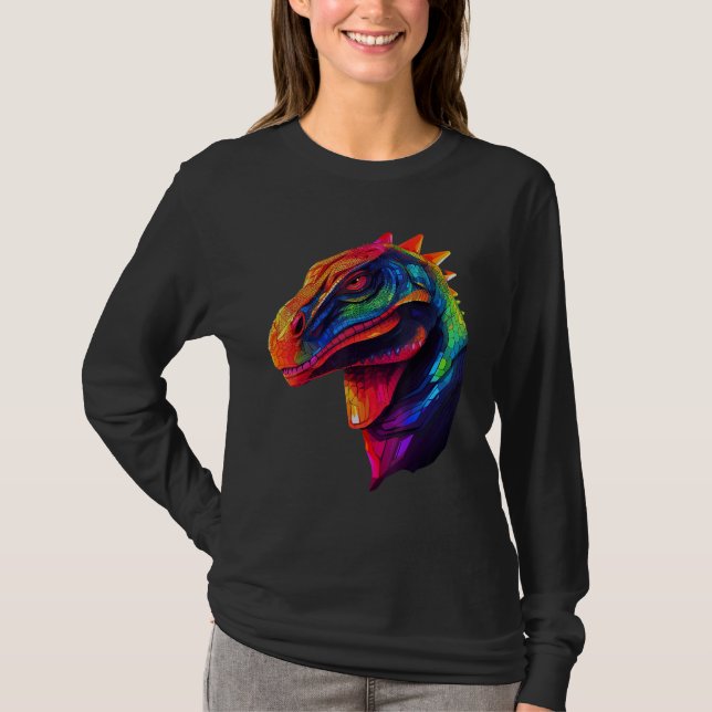 Colorful Geometric Komodo Dragons Lizard Pop Anima T-Shirt (Vorderseite)