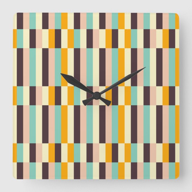 Colorful geometric pattern with vertical stripes  quadratische wanduhr (Vorderseite)