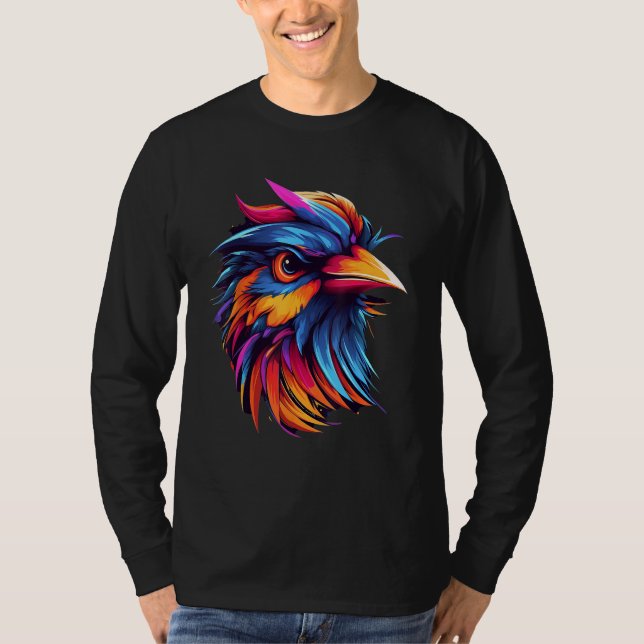 Colorful Geometric Rainbow Sparrow Bird Pop Animal T-Shirt (Vorderseite)
