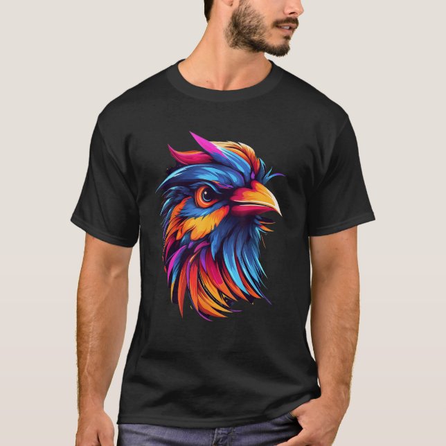 Colorful Geometric Rainbow Sparrow Bird Pop Animal T-Shirt (Vorderseite)
