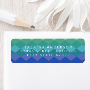 Colorful Geometric Shapes in Teal Return Address