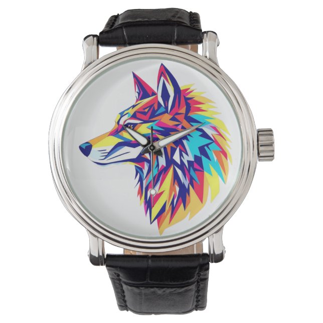 Colorful Geometric Wolf eWatch Watch Armbanduhr (Vorderseite)