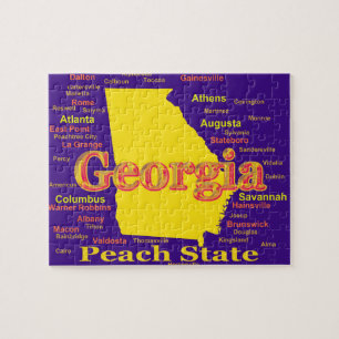 Colorful Georgia State Pride Map Silhouette Puzzle