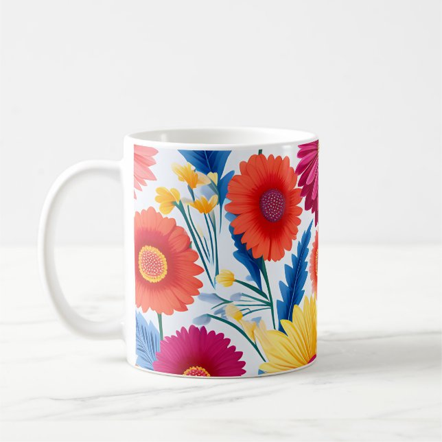 Colorful Gerbera Daisies Floral Kaffeetasse (Links)